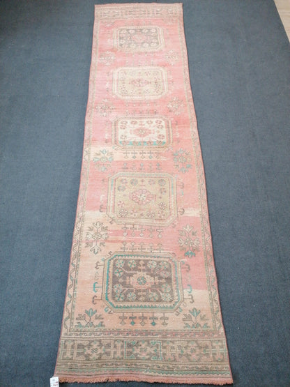 11'10x3'2 oushak runner rug,turkish runner rug, vintage runner rug vintage oushak runner rug, unique hand made rug kitchen runner rug