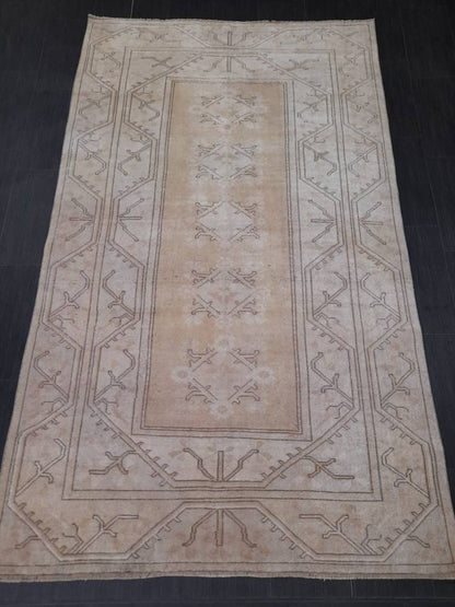 5 x 8.6 muted Turkish Oushak Rug Antique Rug Hand Knotted Rug
