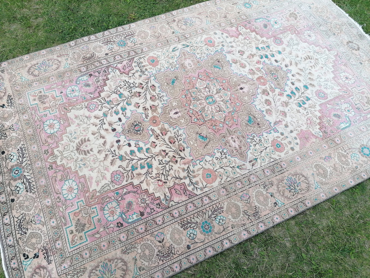 Oushak wool rug, vintage rug 4'7x7'6 kitchen rug, living room rug, handmade wool rugs