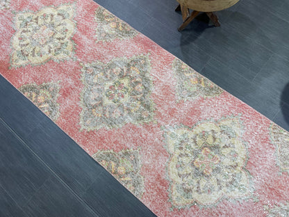Turkish Runner Rug, Hand Knotted 2.8 x 12.7 Runner Rug, Vintage Runner Rug, Hallway Runner Rug, Persian Kitchen Runner Rug,Handmade Runner