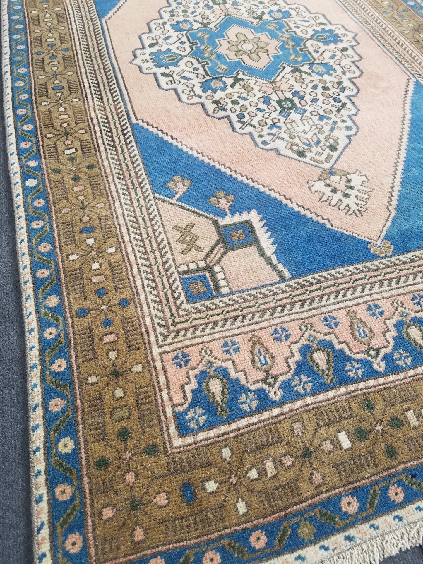 3.6 x 6.6 Turkish rug, vintage rug, vintage oushak rug, Hand Knotted Rug , Handmade Rug