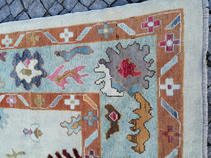 9 by 12 OUSHAK RUG TURKISH Oushak Rug Vintage Oriental Rug  Wool Handmade 9x12 Rug Hand Knotte Rug Hand Made Rugs, Made In Turkey Oushak Rug