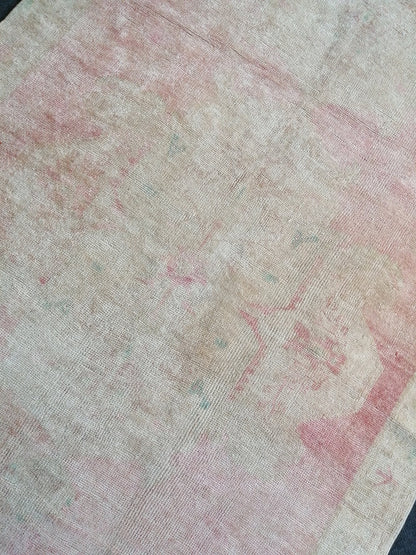 Muted Runner Rug OUSHAK RUG TURKISH 4.3 x 12 Rug Vintage Oushak Runner Rug Vintage Runner Rug Wool Rug Faded Vintage Turkish Rug