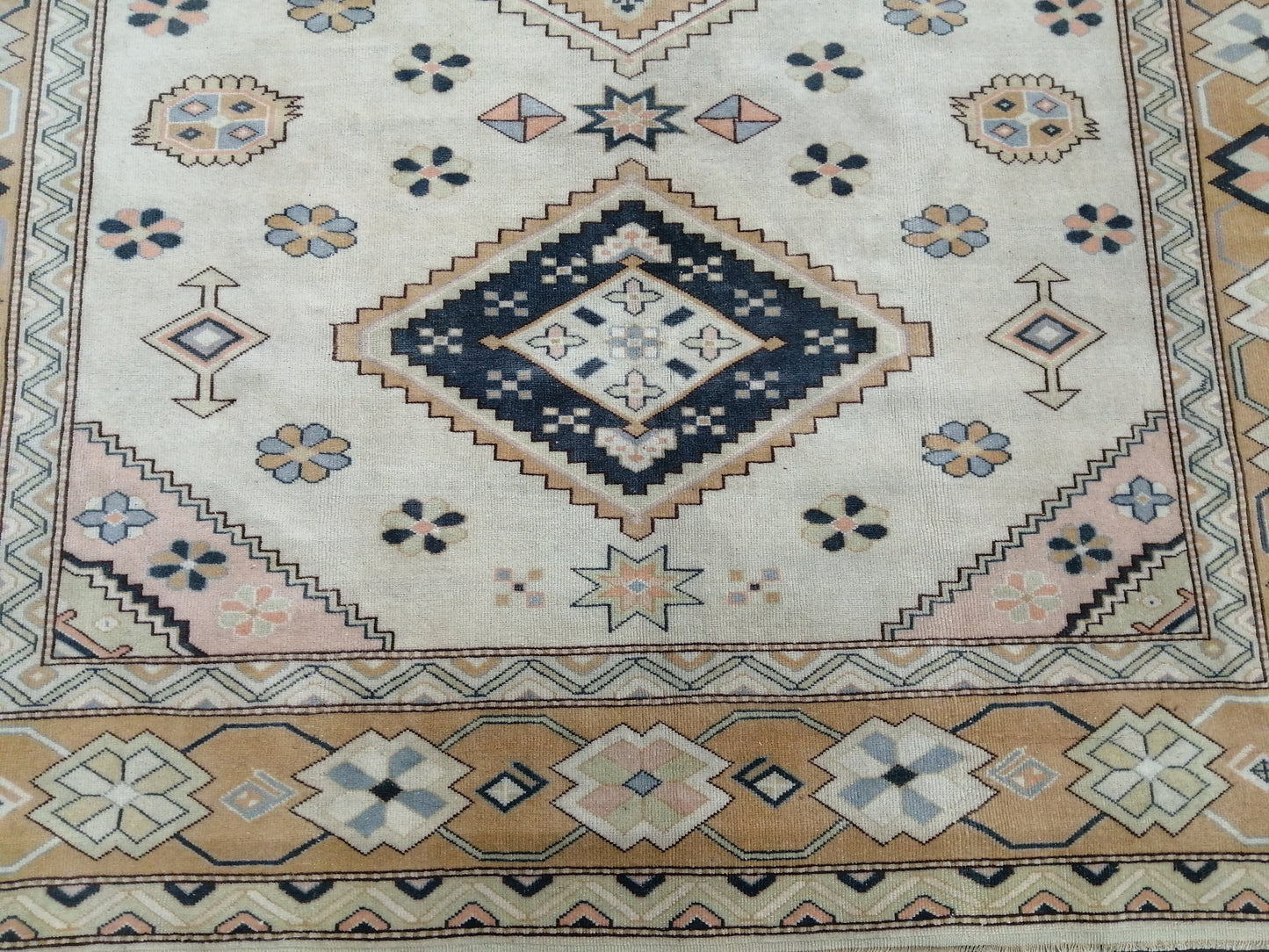 Oriental RUG 7.7 x 9 Oushak Rug Turkish Vintage Persian Rug Navy Vintage Rug Fine Wool Oushak Rugs 8x9 Turkish Rug Muted Living room Rug