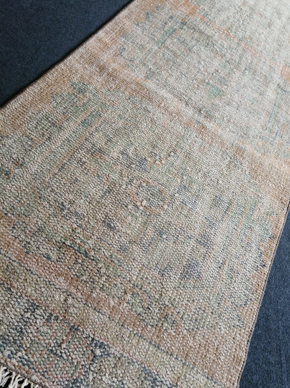 11 x 2.8 Low Wool Pile Oushak Runner Rug Turkish Runner Rug Vintage Runner Rug Hallway Runner Rug Kitchen Runner Rug Wool Runner Rug Wool