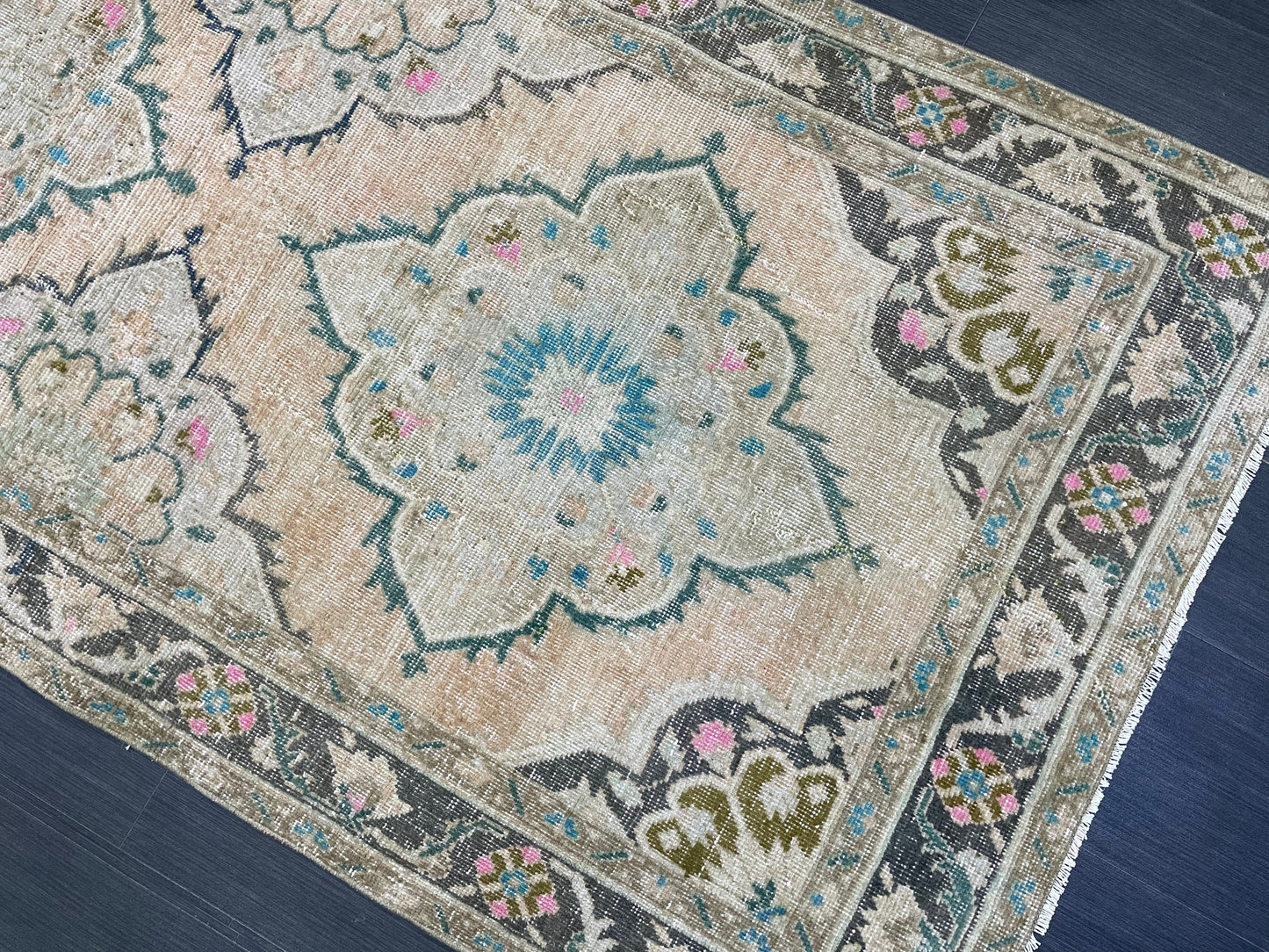 Vintage Rug, Hand Knotted 3.7 x 6.8 Rug, Turkish Runner Rug, Vintage Runner Rug, Hallway Rug, Wool Kitchen Rug, Handmade Rug,