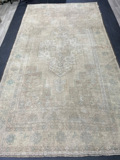Muted Turkish RUG Oushak 7.4 x 13.5 Rug Vintage Oriental Rug Vintage Persian Rug Wool Hand Knotted Rug Handmade Rug Vintage Turkish Rug