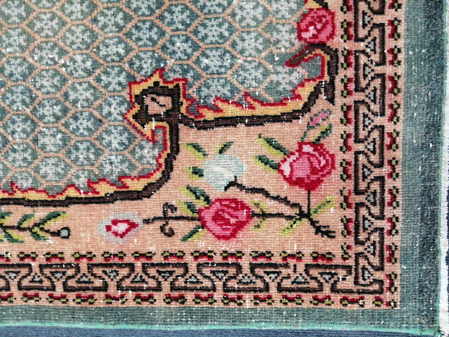 Floral OUSHAK RUG TURKISH Oushak Rug Vintage Oushak Runner Rug Vintage Runner Rug Wool Oushak Rug Hand Made Rugs Vintage Turkish Rug