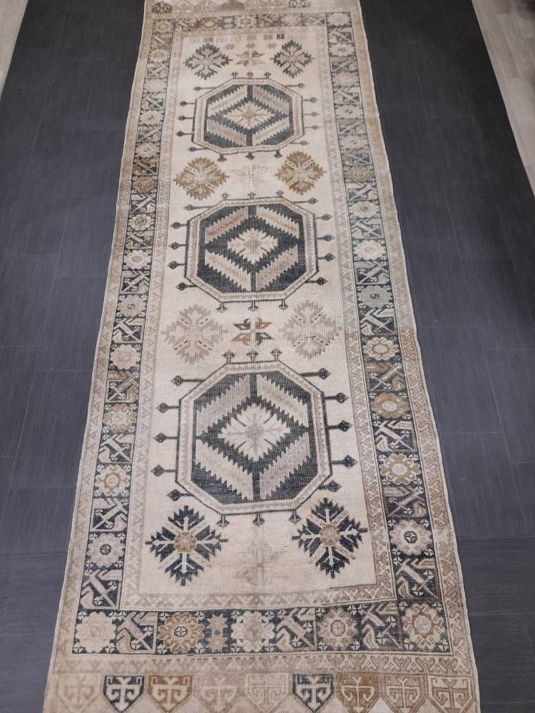 Muted Runner Rug Muted Turkish Runner Rug Vintage 4.5 x 13 Runner Rug Hallway Runner Rug Kitchen Runner Rug Oriental Runner Rug Wool Runner