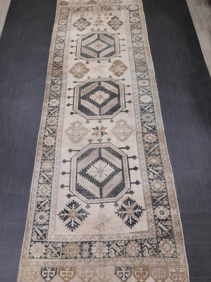 Muted Runner Rug Muted Turkish Runner Rug Vintage 4.5 x 13 Runner Rug Hallway Runner Rug Kitchen Runner Rug Oriental Runner Rug Wool Runner