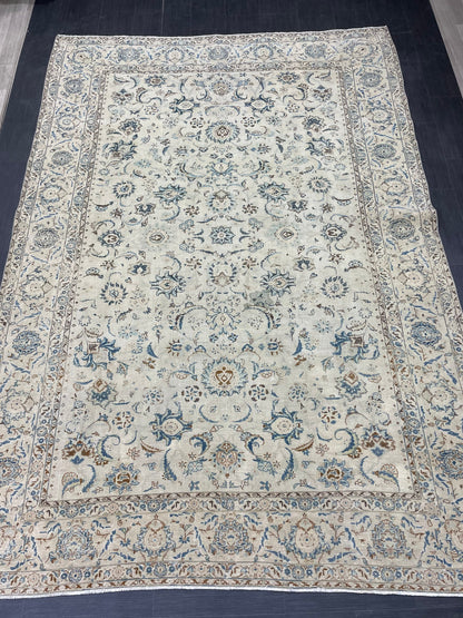 Large Persian RUG 7.6 x 11 Handmade Rug Vintage Turkish Rug Vintage Rug Muted Wool Oushak Rug Hand Made Rugs Art Rug