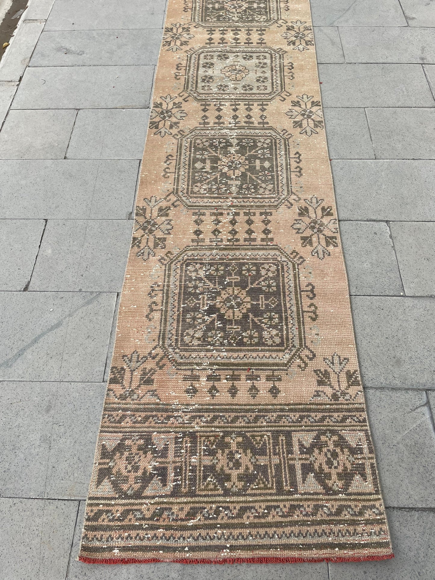 Handmade Extra Long Turkish Runner  Rug,Very Long Hand Knotted Runner Rug 2.3 x 21.3 Vintage Runner Rug XL Muted Runner Rug Staircase Runner