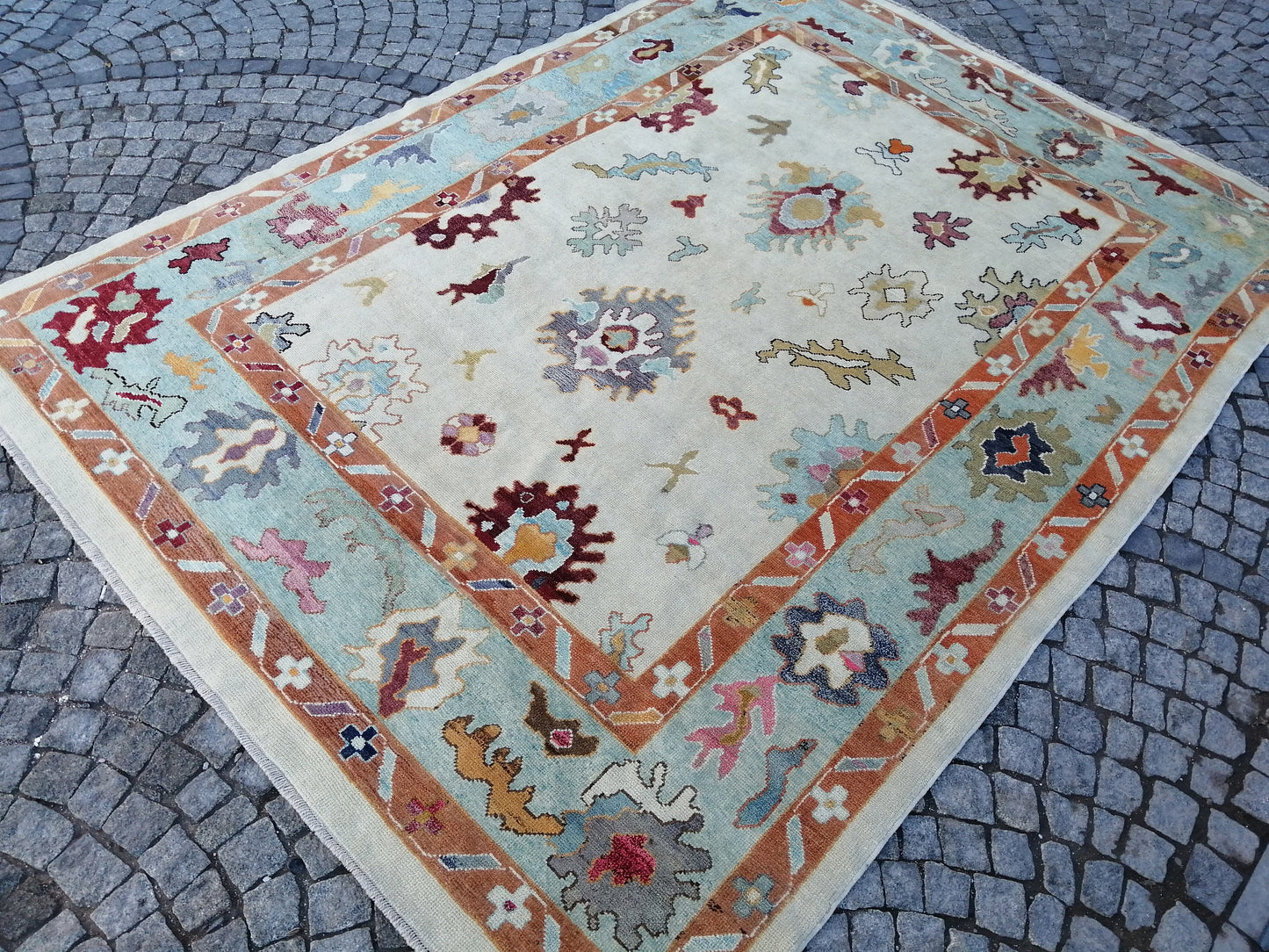 9 by 12 OUSHAK RUG TURKISH Oushak Rug Vintage Oriental Rug  Wool Handmade 9x12 Rug Hand Knotte Rug Hand Made Rugs, Made In Turkey Oushak Rug