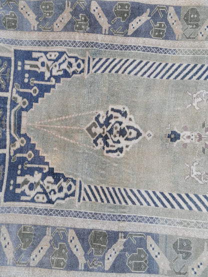 4'1x5'8 rug ,vintage green rug, rug, oushak turkish rug, kitchen rug, vintage anatolian unique hand made rug