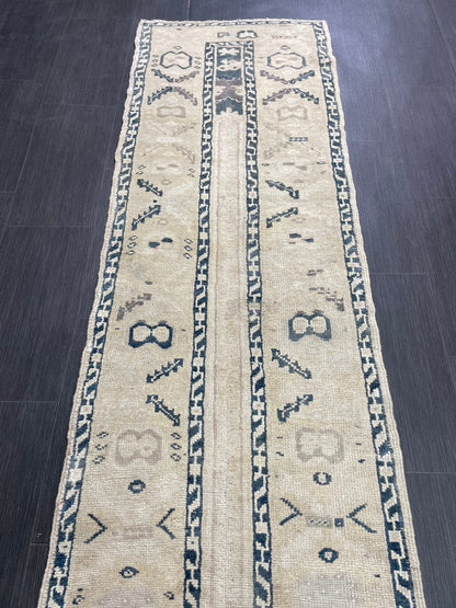 Muted Vintage Runner Rug 2.4 x 11.6 Muted Turkish Runner Rug Hand Made Runner Rug Vintage Runner Rug Hallway Runner Rug Kitchen Runner