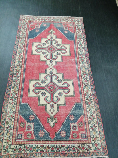 Vintage OUSHAK RUG 8.6 x 4.4 Modern Motifs  TURKISH Rug Vintage Modern Rug Vintage Rug Wool Oushak Rug Hand Made Rugs
