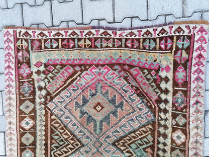 Vintage handmade wool rug, turkish oushak rug 4'2x6'8