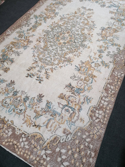 Large oushak rug, turkish oushak rug, vintage rug 10x6 feet vintage oushak rug, unique hand made rug, kitchen rug bohemian rug