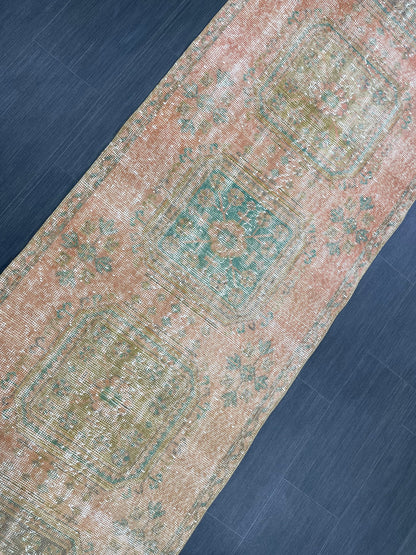 Turkish Runner Rug 3 x 11.4 Distressed Handmade Runner Rug Vintage Runner Rug Vintage Runner Rug Hallway Runner Rug Wool Kitchen Runner
