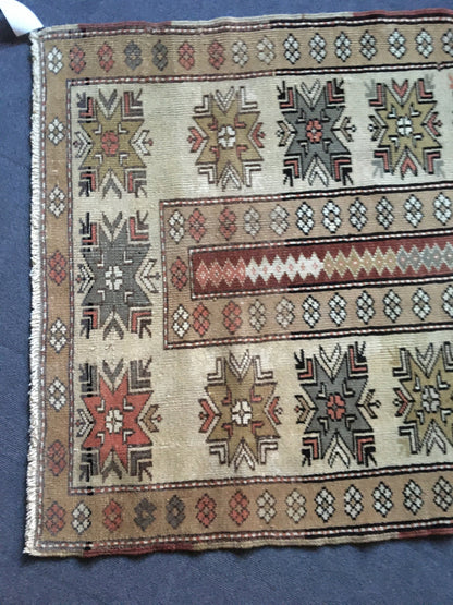 3.5x6 feet natural handmade wool large rug, turkish living room area rug, wide bedroom brown rug, oushak vintage kitchen floor bohem rugs