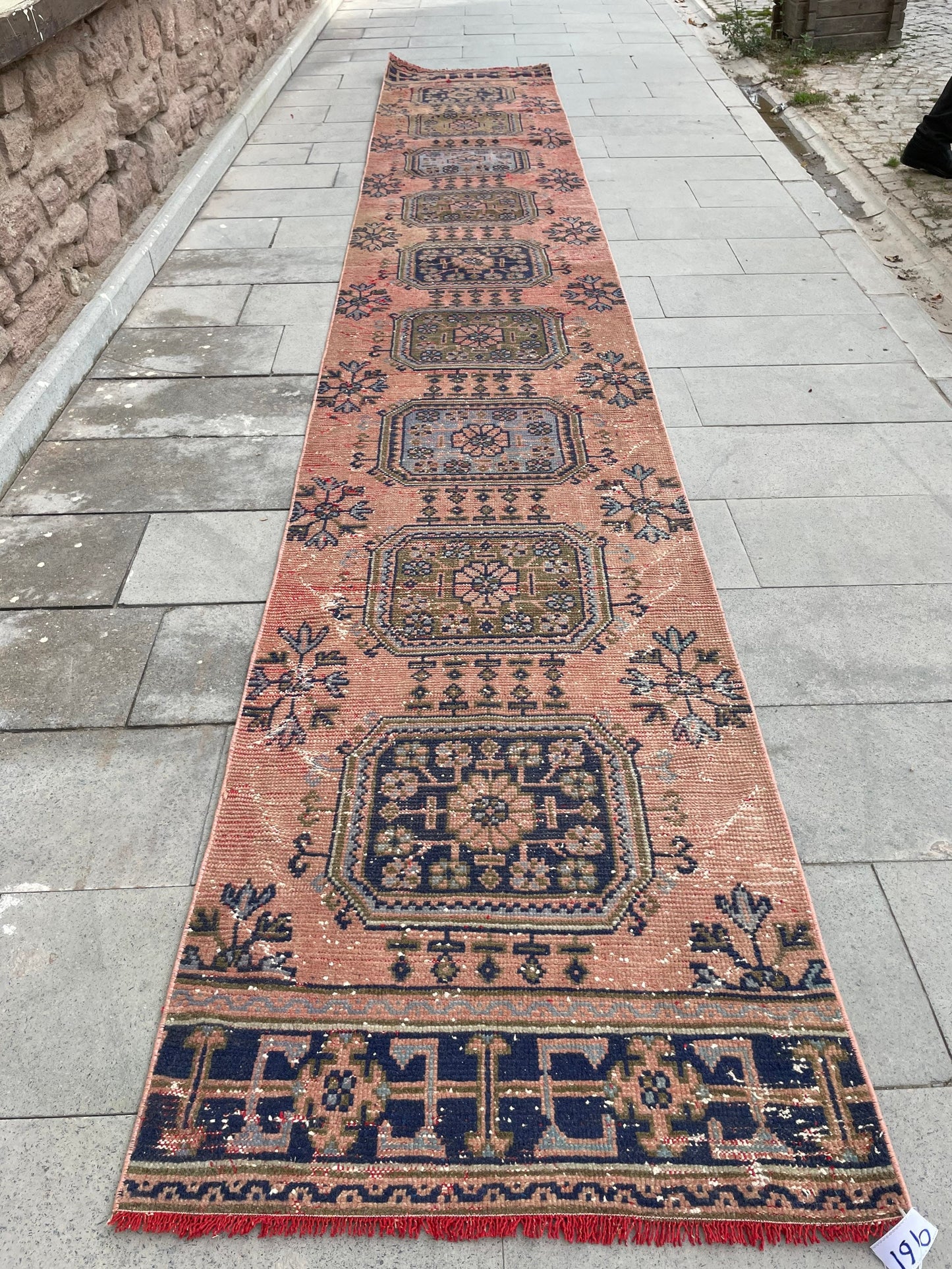 Wool Extra Long Turkish Runner Rug, Very Long Oushak Runner 2.7 x 17.4 ft Rug, Vintage Runner Rug, XL Handmade Runner Rug Staircase carpet