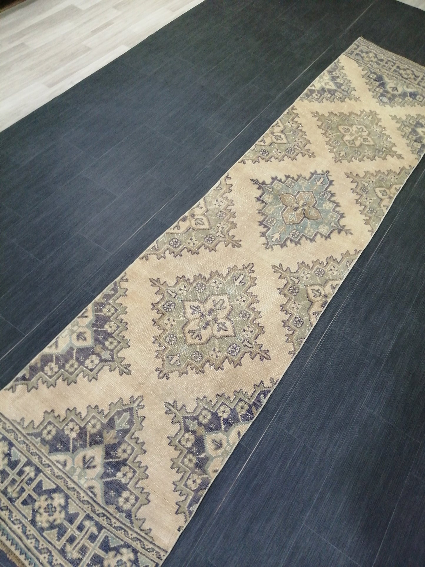 2.6 x 11.4 Oushak Runner Rug Turkish Runner Rug Muted Vintage Runner Rug Hallway Runner Rug Kitchen Runner Rug Wool Staircase Runner Rug