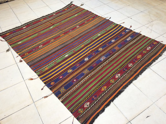 Flat Weave Rugs, Hand Made Rug, Oushak Rug, Flatweave Rustic Rug, Bohemian Rug, Turkish Rug, Farmhouse Rug, Vintage Rug, Wool rug