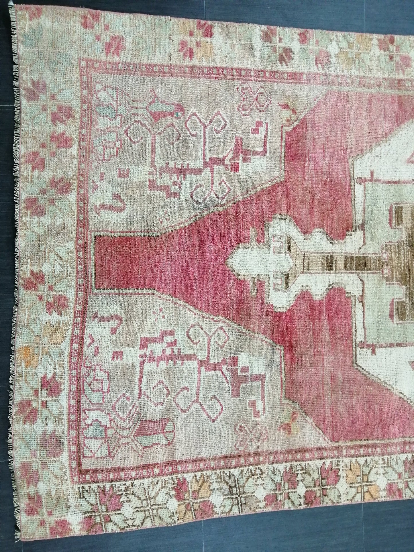 4.8 x 10.5 Wool OUSHAK RUG TURKISH Oushak Rug Vintage Oushak Runner Rug Vintage Runner Rug Wool Oushak Rug Hand Made Rug Vintage Turkish Rug