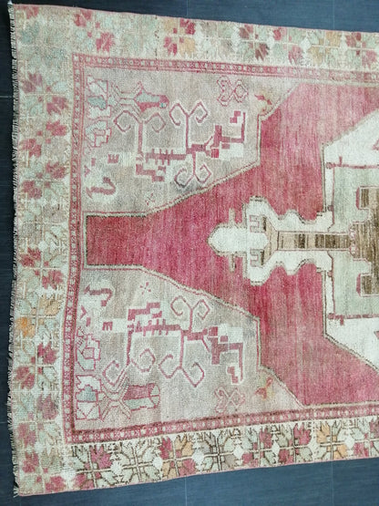 4.8 x 10.5 Wool OUSHAK RUG TURKISH Oushak Rug Vintage Oushak Runner Rug Vintage Runner Rug Wool Oushak Rug Hand Made Rug Vintage Turkish Rug