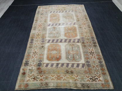 3.9 x 7 OUSHAK RUG TURKISH Oushak Rug Vintage Oushak Runner Rug 4x7 Vintage Runner Rug Wool Oushak Rug Hand Made Rugs Vintage Turkish Rug