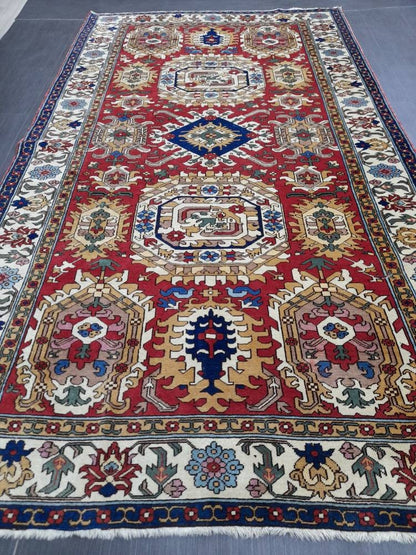 High Wool Pile Vintage RUG 6 x 10.3 TURKISH Rug Vintage Quality Oriental Rug Shirvan Rug Wool Oushak Rug Blue Rug Persian Rug Hand Made Rug