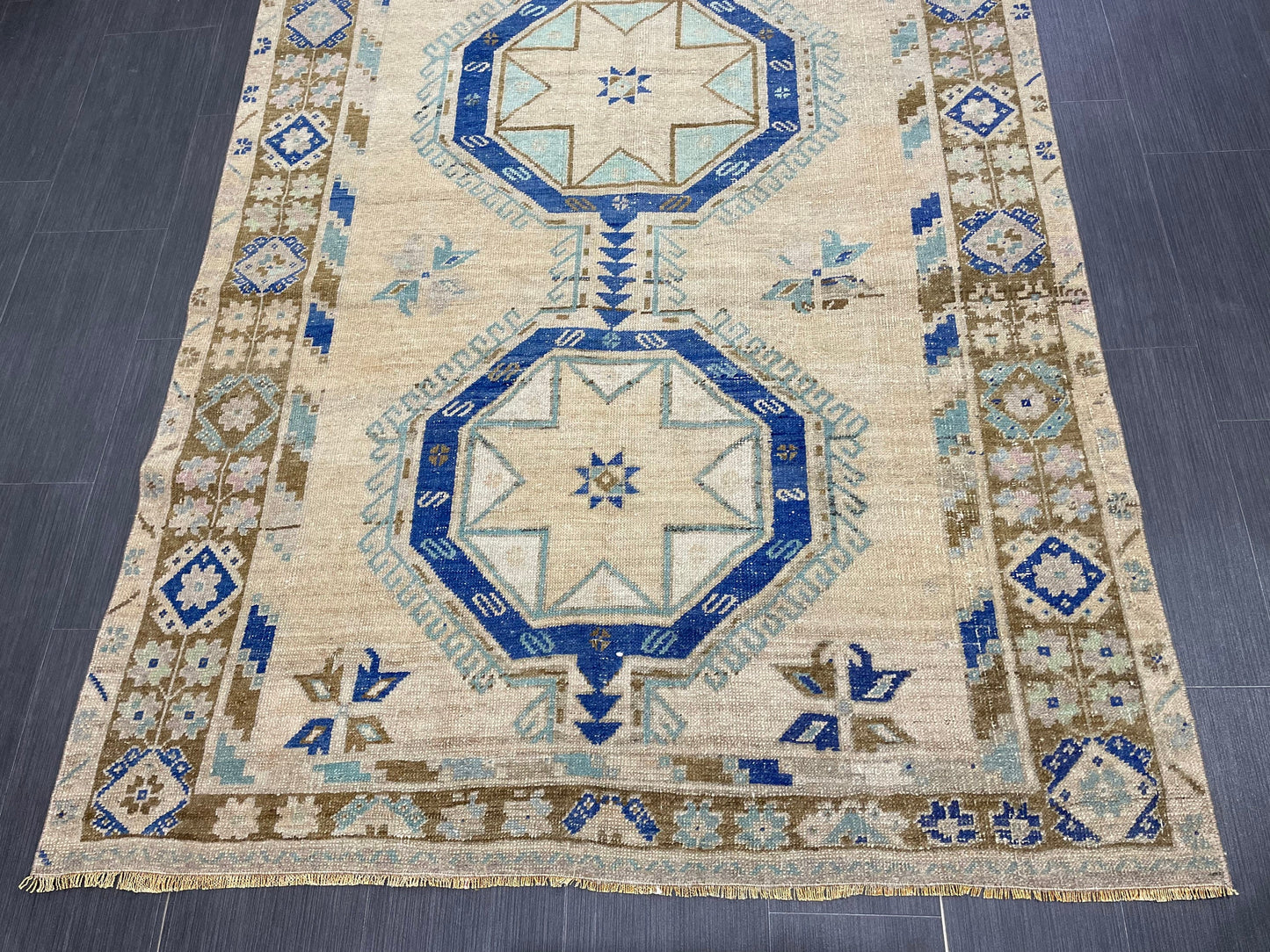 Muted Vintage Runner Rug Persian Runner Rug 4.8 x 12.5 Star Rug Runner Turkish Runner Kitchen Runner Rug Antique Wool Oriental Runner