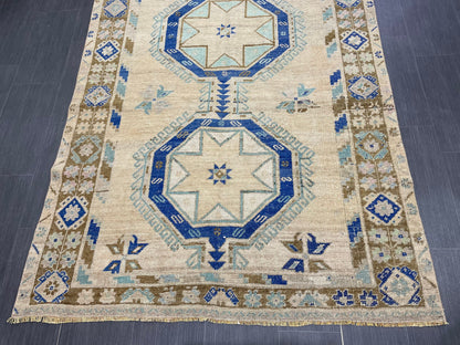 Muted Vintage Runner Rug Persian Runner Rug 4.8 x 12.5 Star Rug Runner Turkish Runner Kitchen Runner Rug Antique Wool Oriental Runner