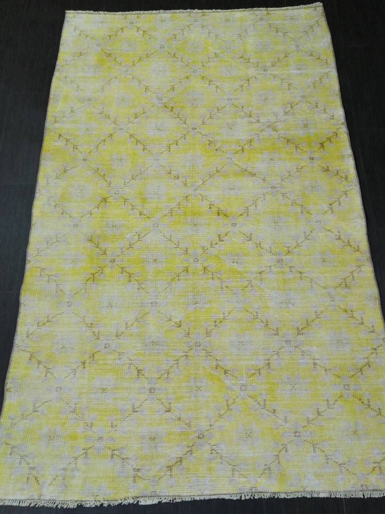 Vintage RUG TURKISH Rug 7.3 x 4.5 Oushak Rug Vintage Oushak Rug Vintage Rug Muted Boho Rug Hand Made Rug Vintage Neutral Rug