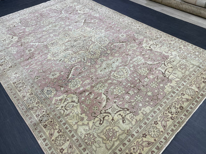 Persian RUG 6.3 x 9.6 Fine Hand Knotted Rug Turkish Vintage Oriental Rug Navy Vintage Rug Fine Wool Antique Rug Muted Living room Rug