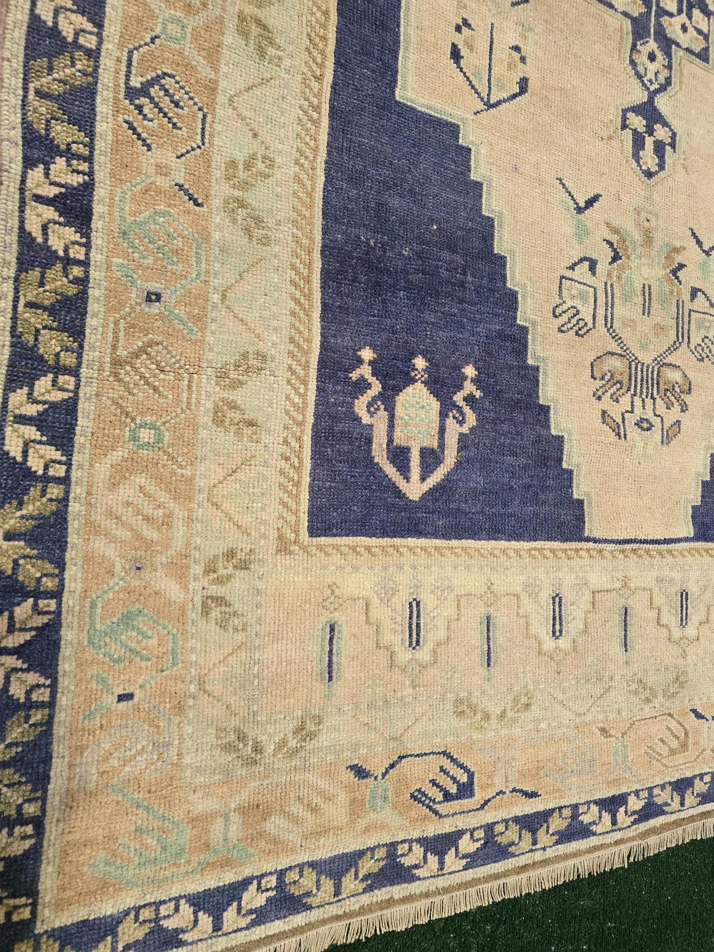 Quality OUSHAK RUG, TURKISH Oushak Rug, Vintage Oushak 5.6 x 10 Rug, Vintage Blue Rug,  Wool Handmade Rug, Anatolian Rug, Hand Knotted Rug