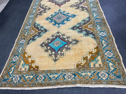 Vintage Handmade Vintage 5x13 Runner Oushak Runner Rug Turkish Runner Rug Vintage Runner Rug Star Kitchen Runner Natural Wool Runner
