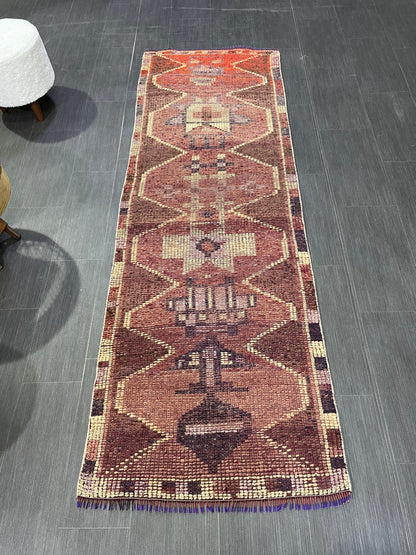 Turkish Runner Rug, Muted Vintage Runner 2.6 x 7.8 Rug, Persian Hallway Runner Rug, Kitchen Runner Rug Oriental Distressed Runner