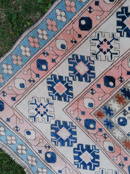 Vintage blue rug,turkish oushak rug 4'8*7 living bohemian rug