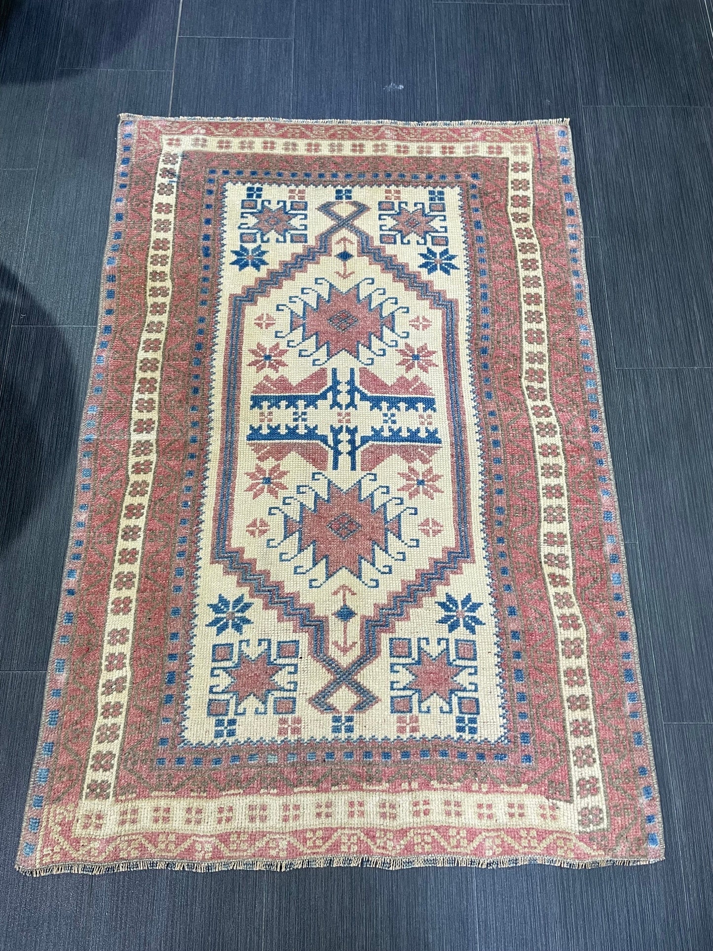 Handmade Rug, Oushak 2.6 x 3.8 Rug, Rustic Rug, Bohemian Rug, Rug Runner, Turkish Rug, Farmhouse Rug, Vintage Rug, Wool rug