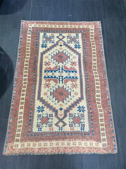 Handmade Rug, Oushak 2.6 x 3.8 Rug, Rustic Rug, Bohemian Rug, Rug Runner, Turkish Rug, Farmhouse Rug, Vintage Rug, Wool rug