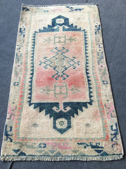 2x3 feet handmade mini rug, vintage red kitchen mini rug, turkish small rug, wool kids room rug, oushak small blue rug, bohemian design rugs