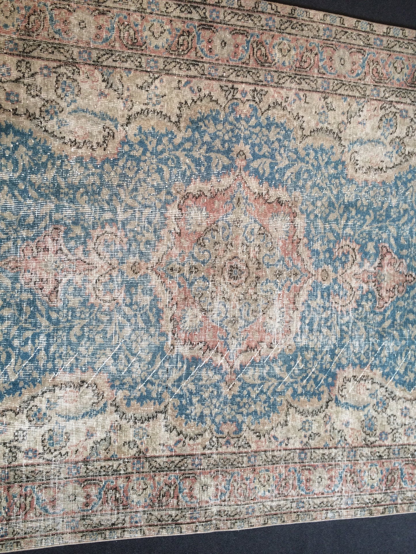 8.3x5 Light Pink Rug,Light Blue Rug,Turkish Rug,Vintage Rug, 5x8 Oushak Rug,Hand made Rug, Wool rug