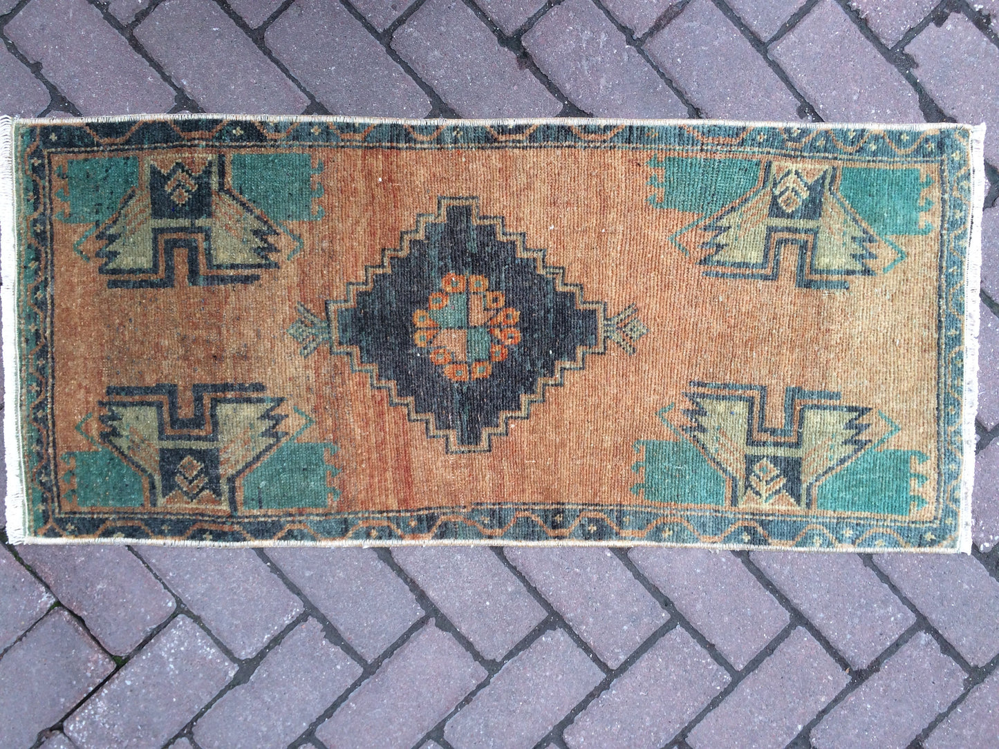 Vintage  Rug Small Area Turkish  Rug, Oushak Rug,Handmade Rug Hand Made Rug Hand Knotted Rug Vintage Mat