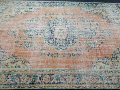 6 x 9.6 Large OUSHAK RUG TURKISH Oushak Rug Vintage Oushak Runner Rug 6 by 10 Muted Vintage Rug Wool Oushak Rug Hand Made Rugs