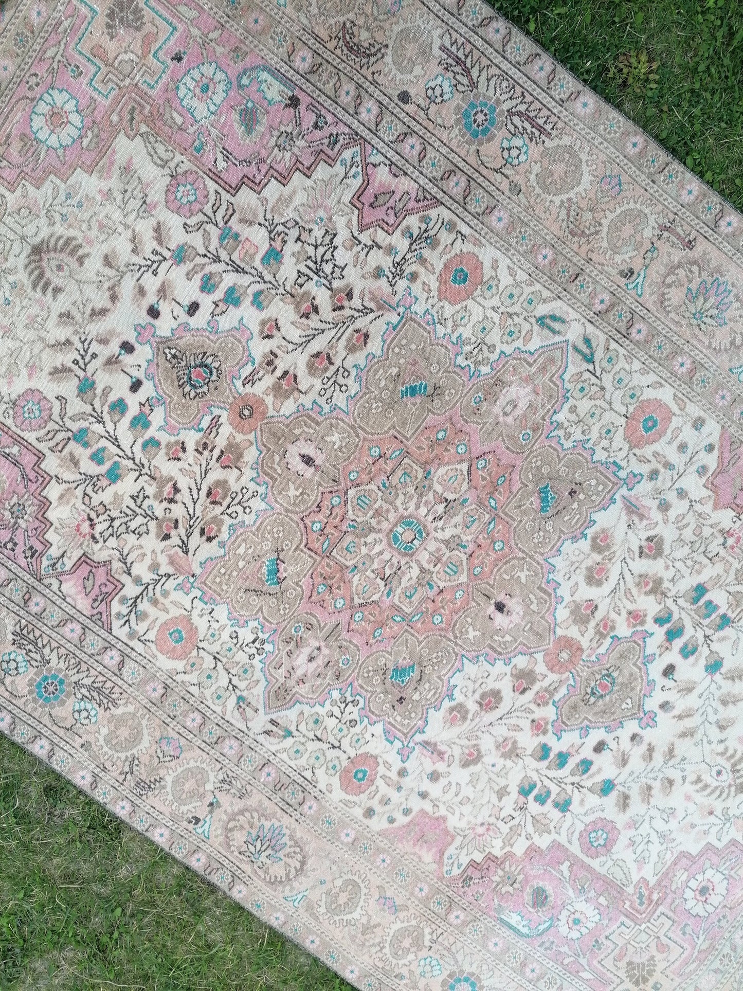 Oushak wool rug, vintage rug 4'7x7'6 kitchen rug, living room rug, handmade wool rugs