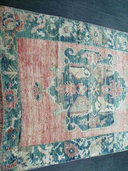 Oushak Runner Rug 11.6 x 4 Turkish Runner Rug Vintage Runner Rug Blush Hallway Runner Rug Kitchen Runner Rug Wool Runner Rug Wool Oushak Rug