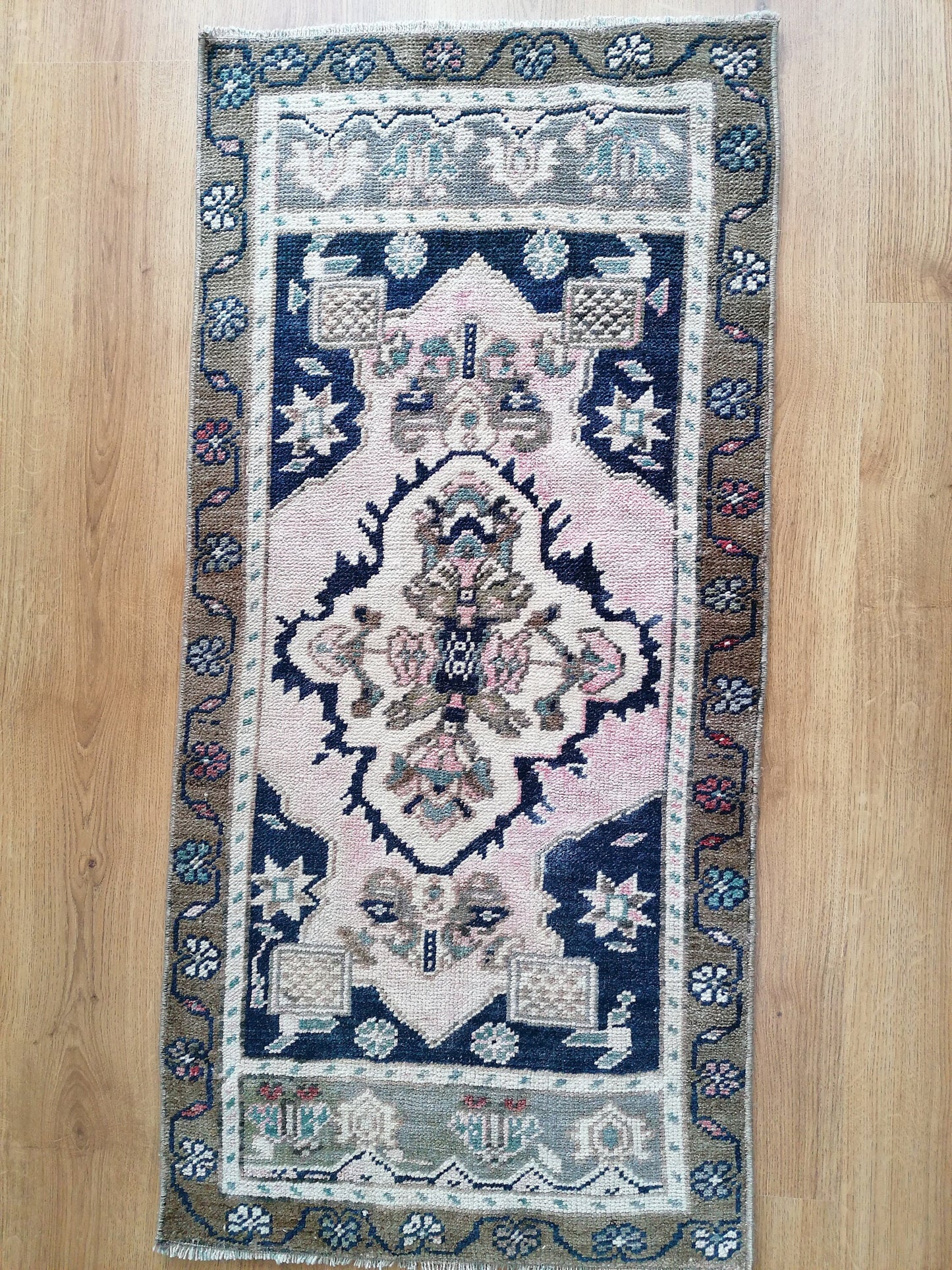 Oushak wool rug, turkish small rug vintage unique hand made rug kitchen rug bohemian rug 1'8x3'6 feet
