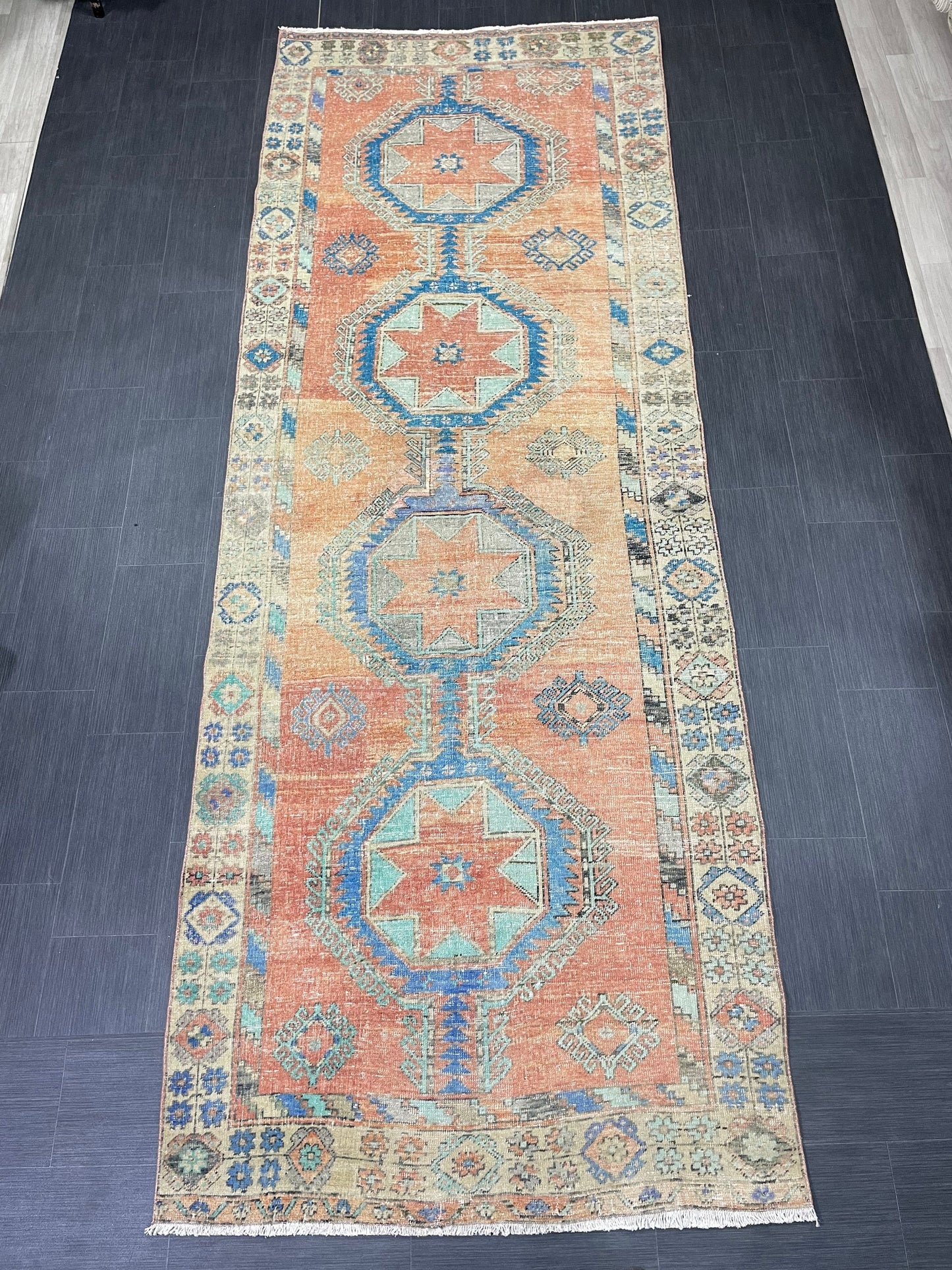 Oushak Runner Rug Turkish 4.6 x 12.5 Runner Rug Vintage Runner Rug Hallway Runner Rug Kitchen Runner Rug Wool Runner Rug Wool Oushak Rug