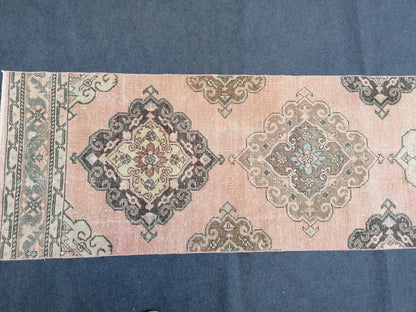 2'5x12'5 runner rug, oushak wool runner rug, vintage handmade runner, hallway runner rug, kitchen runner rug